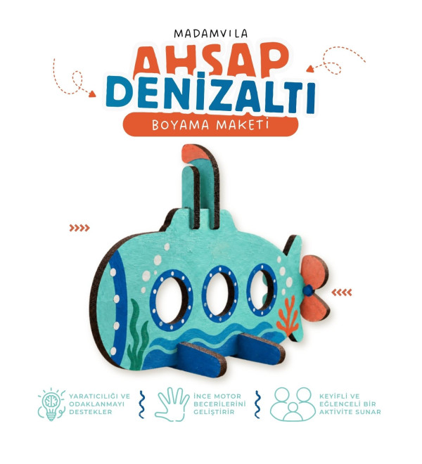Denizaltı Maketi MDF Ahşap Boyama Figürü