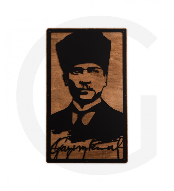 Gazi Mustafa Kemal Atatürk Dekoratif Ahşap Duvar Tablosu